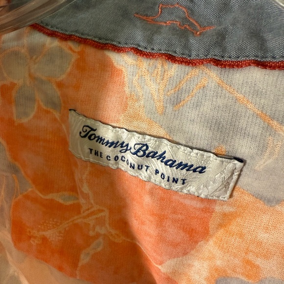 Tommy Bahama Men's XL Coconut Point Floral Shirt - Orange & Blue Resortwear RARE - Picture 3 of 6